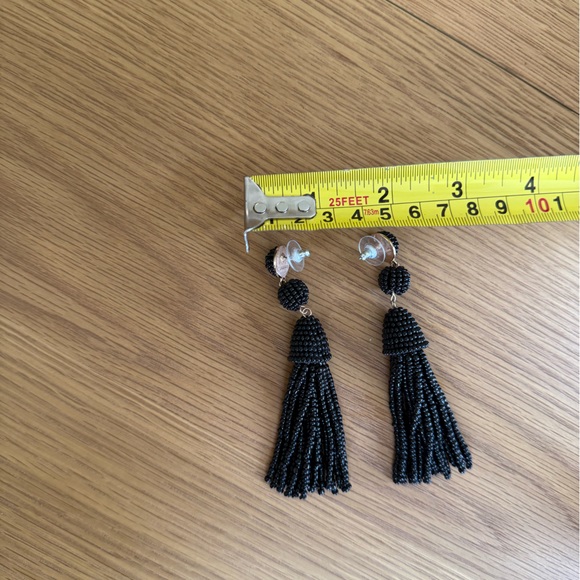 BaubleBar Elegant Black Beaded Tassel Earrings - Picture 4 of 5